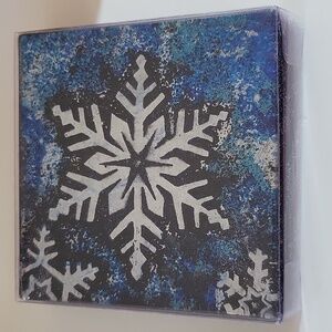 Angelstar Cozenza Collection Blue Snowflake Coaster Set-4